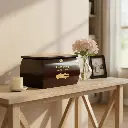 Mahogany Finish Burlwood Treasure Chest 