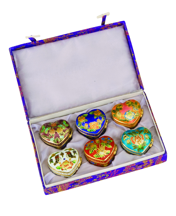Assorted 6 Pieces Cloisonne Heart Capsules