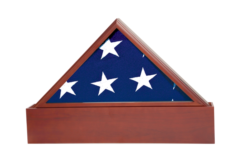 Cherry Finish Flag Case & Urn Base