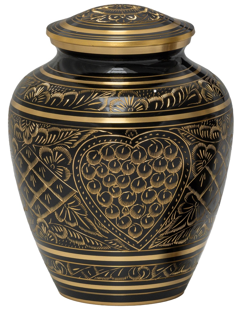 Etched Ebony Adult Brass Urn