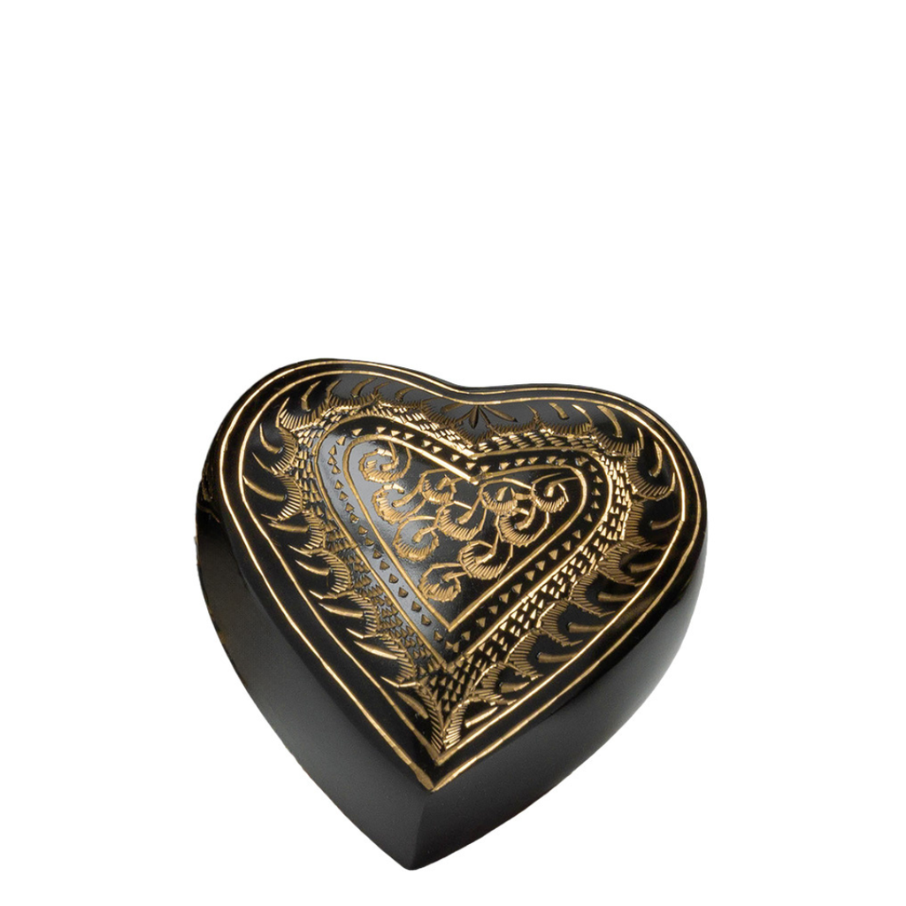 Etched Ebony Brass Heart Keepsake