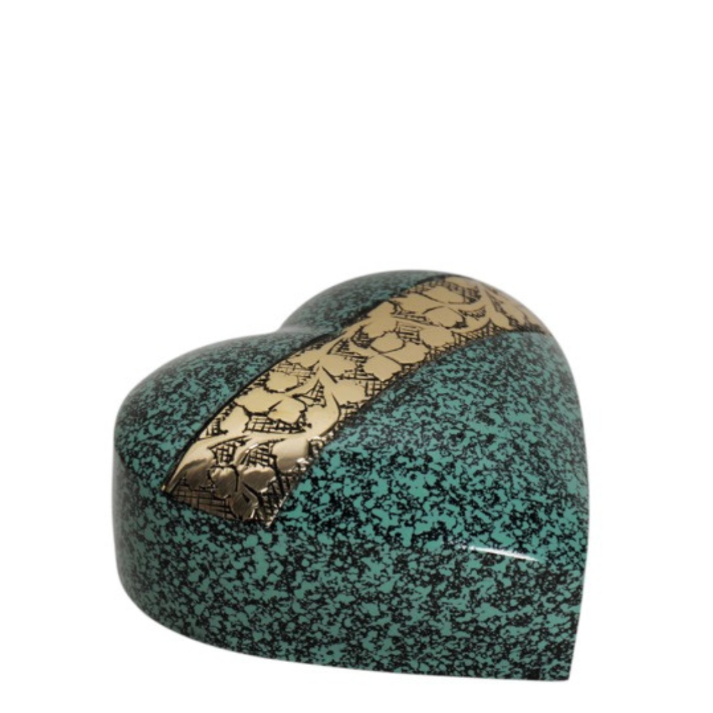 Green Patina Brass Heart Keepsake