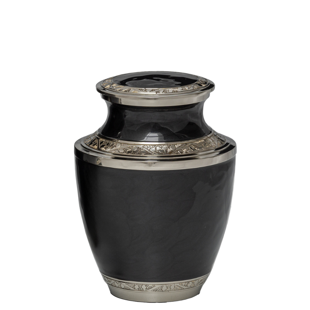 Mother of Pearl Black Medium Brass Urn