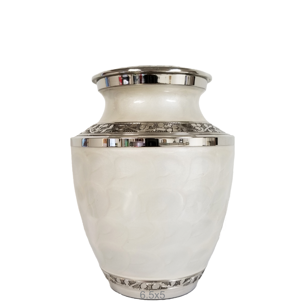 Mother of Pearl Silver Brass Medium Urn