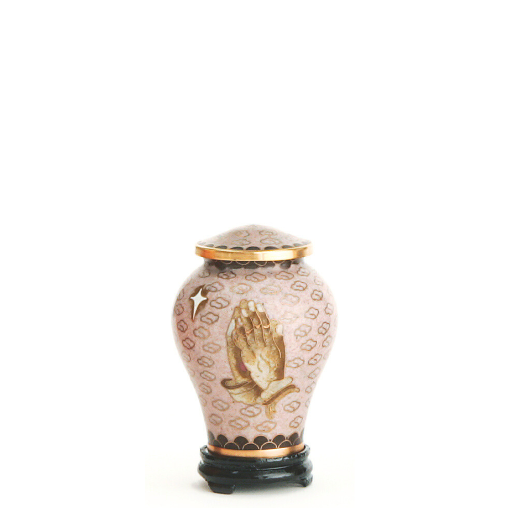 Praying Hands Miniature Cloisonne Urn