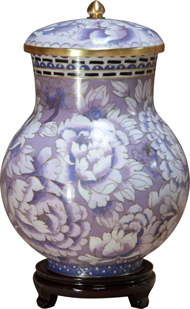 Purple Floral Adult Cloisonne Urn