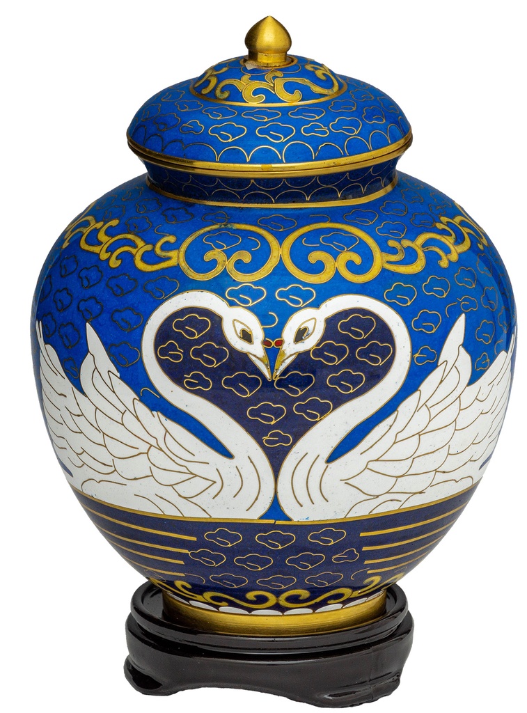 Swan Lake Cloisonne Medium Urn