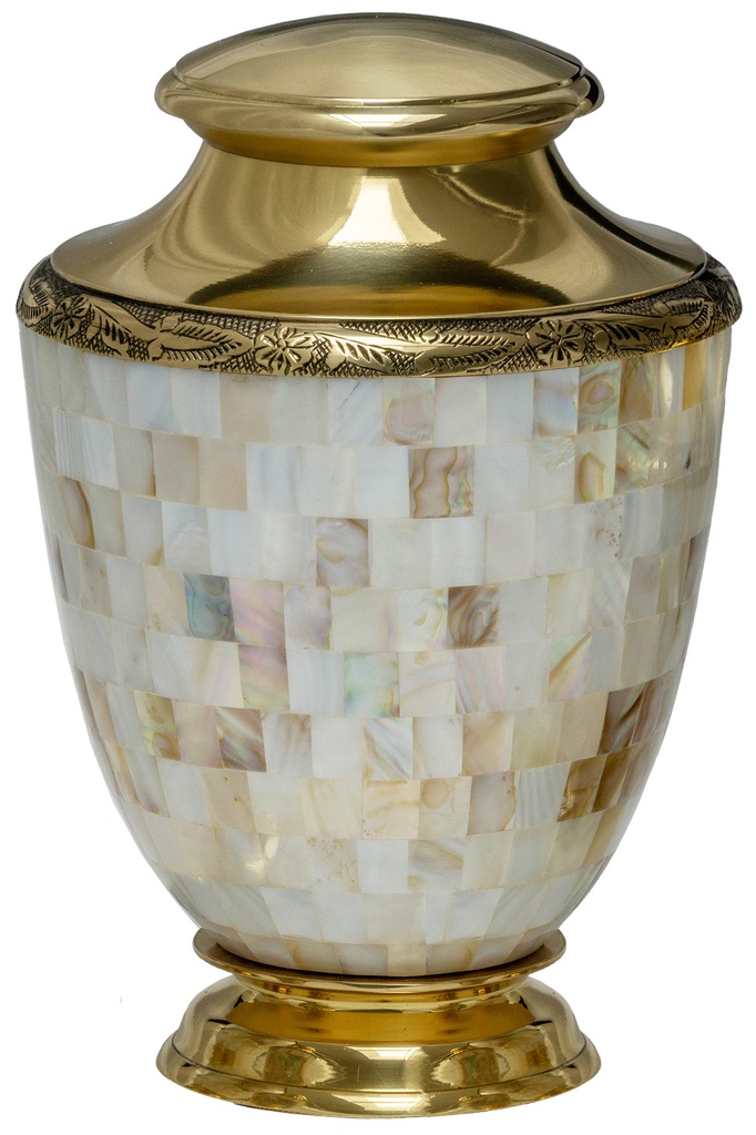 Mother of Pearl Gold Brass Adult Urn