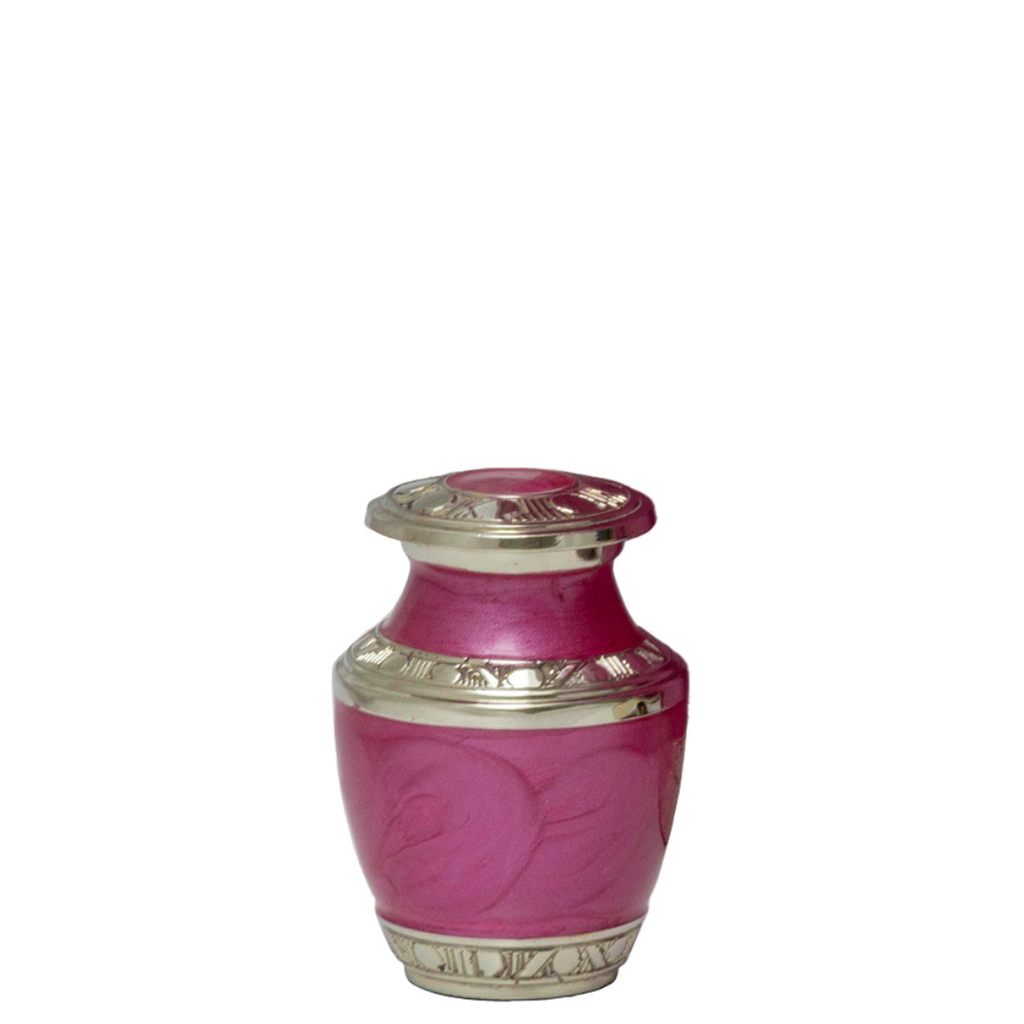 Mother of Pearl Pink Brass Miniature Urn 