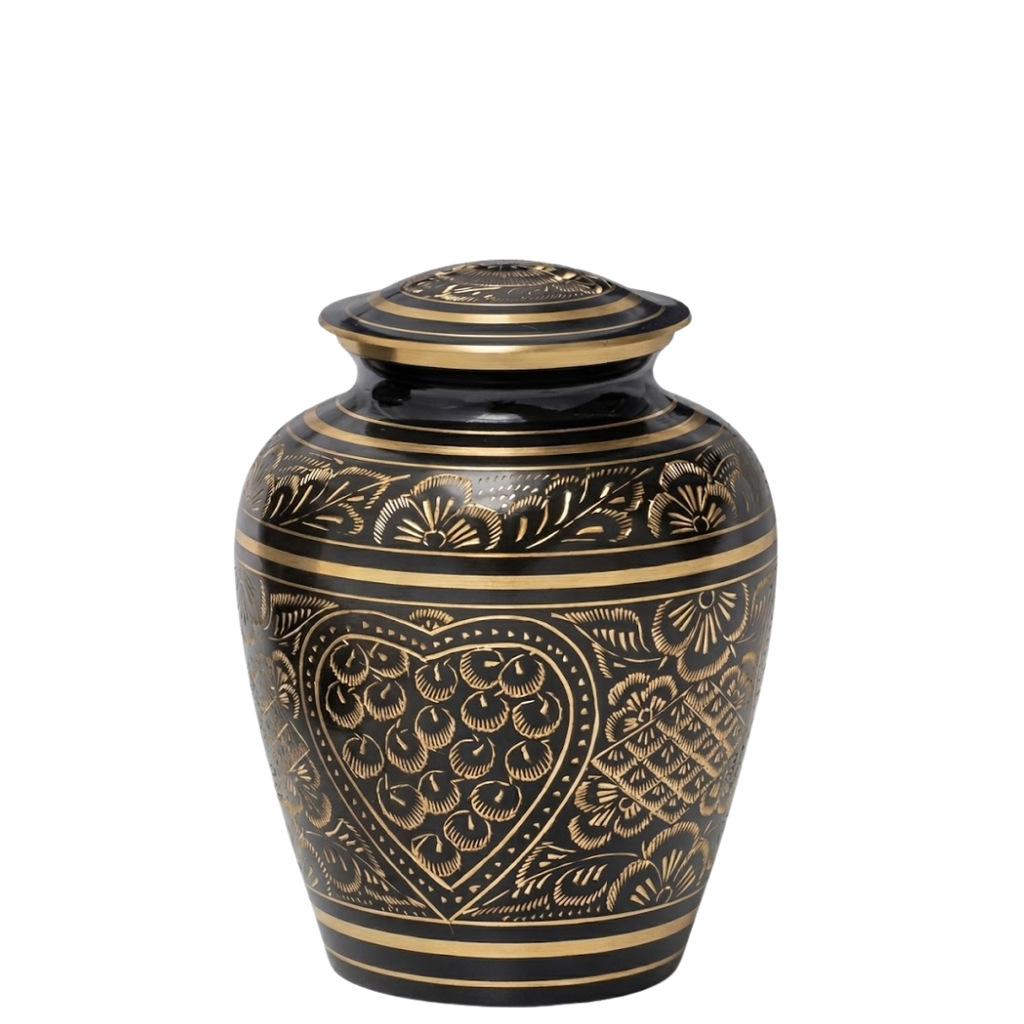 Etched Ebony Medium Brass Urn