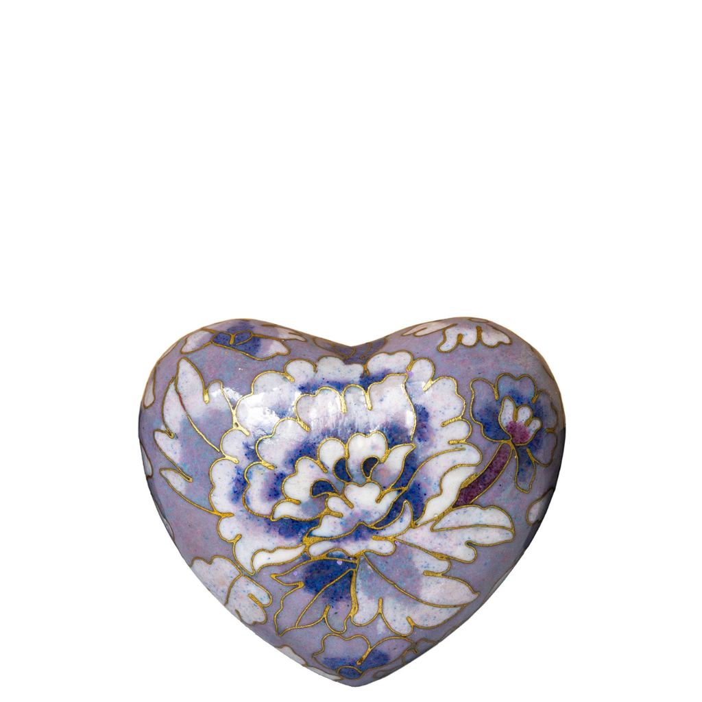 Purple Floral Cloisonne Heart Keepsake