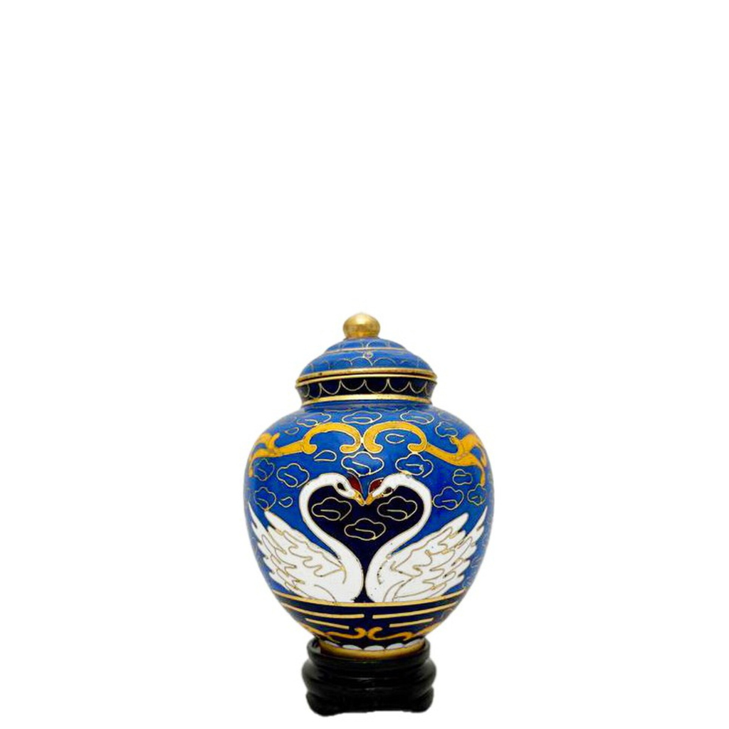 Swan Lake Miniature Cloisonne Urn 