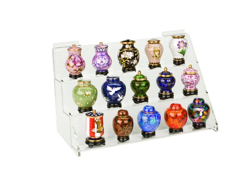 [821 MK15] 15-Piece Set Of Cloisonne Miniature Urns