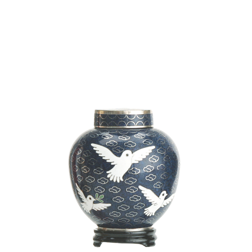 [814 DV] Dove Miniature Cloisonne Urn