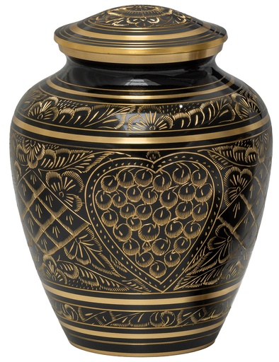 [505 EE] Etched Ebony Adult Brass Urn