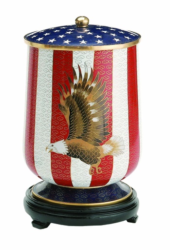 [808 FE] Flag & Eagle Adult Cloisonne Urn