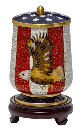 [810 FE] Flag & Eagle Medium Cloisonne Urn