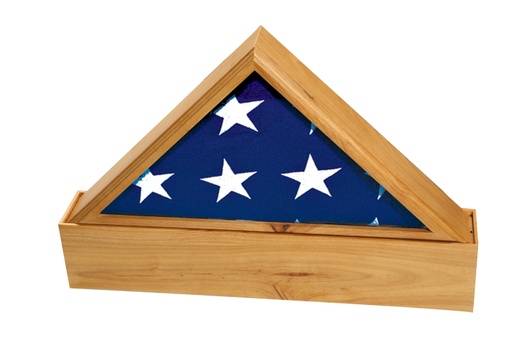 [707 O] Oak Finish Wood Flag Case & Urn Base