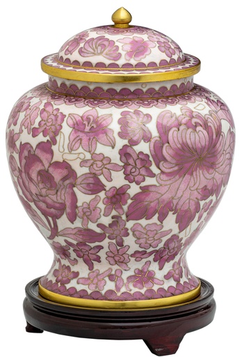 [803 P] Pink Floral Adult Cloisonne Urn