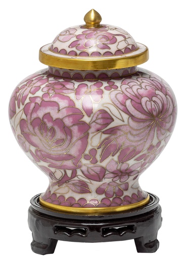 [810 P] Pink Floral Medium Cloisonne Urn