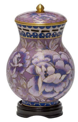 [810 PP] Purple Floral Medium Cloisonne Urn