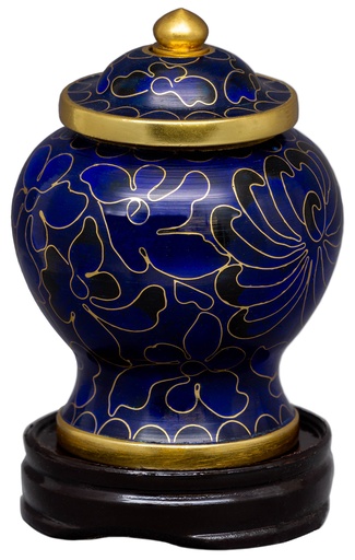 [810 B1] Royal Blue Medium Cloisonne Urn