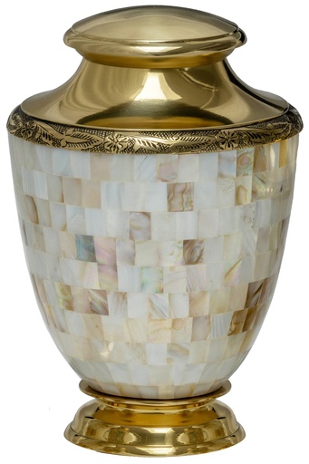 [503 MP] Mother of Pearl Gold Brass Adult Urn