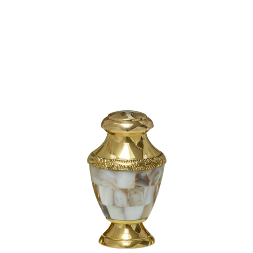 [514 MP] Mother of Pearl Gold Brass Miniature Urn 